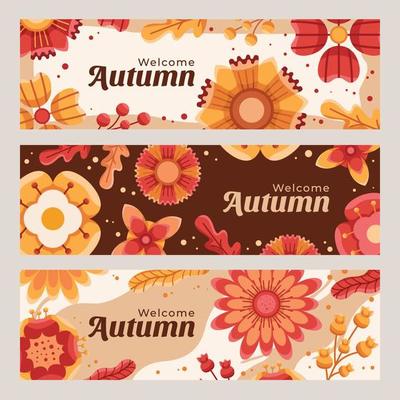 Set of Fall Floral Banners