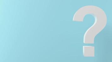 White Question Marks on blue pastel background. 3D Rendering. Minimal white question mark isolate. Realistic 3d query simple . icon cute sweet concept idea design video
