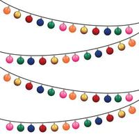 Christmas lights string isolated on white background with clipping path vector