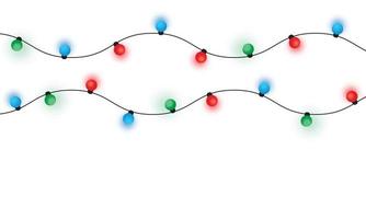 Christmas lights string isolated on white background with clipping path vector