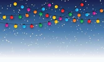 Christmas light bulbs on starry sky background vector