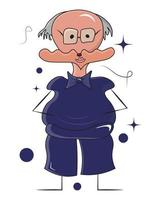 gray-haired, sullen and kind grandfather dog in doodle style on a white background with a big belly vector