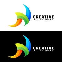 letter n colorful logo design vector