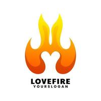 love and fire gradient logo design vector