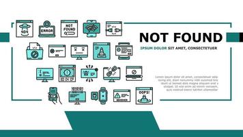 Not Found Web Page Landing Header Vector