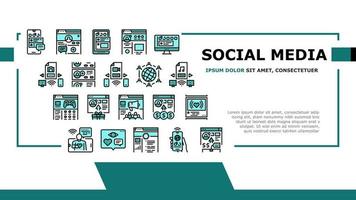 Internet Social Media Landing Header Vector