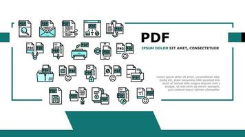 vector de encabezado de aterrizaje de archivo electrónico pdf