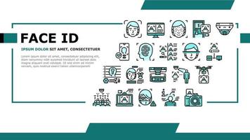 vector de encabezado de aterrizaje de tecnología de identificación facial