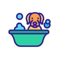 lavado de perros en la ilustración del contorno del vector del icono de la bañera