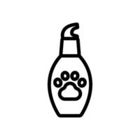 ilustración de contorno de vector de icono de botella de champú de jabón de lavado de animales