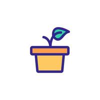 small plant in flower pot icon vector outline illustration