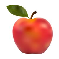 rött äpple med gröna blad. png