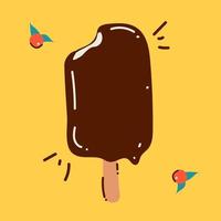 Hand drawn illustration of ice cream popsicles in a doodle style vector