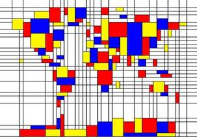 World map in Mondrian style vector