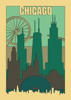 cartel de viaje de chicago estilo vintage vector