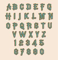 Vintage font effect. Set of capital letters and numbers. Vector illustration font.