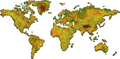 World map pixel art vector