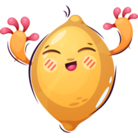 Cartoon character happy sour lemon png