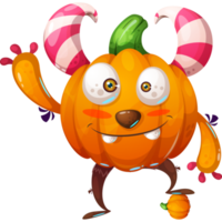 stripfiguur schattige halloween pompoen png