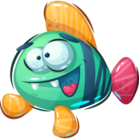 Cartoon character happy fish png