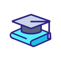 A graduate hat and a book icon vector. Isolated contour symbol illustration vector
