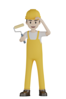 3d Isolated Construction Laborers in yellow uniform png