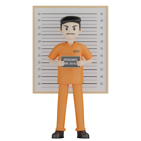 3d Isolated Prisoners in prison uniforms png