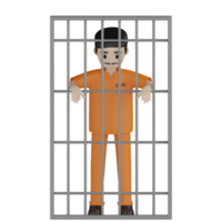 3d presos aislados en uniformes penitenciarios png