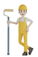 3d Isolated Construction Laborers in yellow uniform png