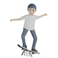 3D isolierter Skater in Aktion png