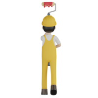 3d Isolated Construction Laborers in yellow uniform png