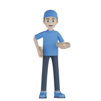 3D-geïsoleerde koerier in blauw uniform png