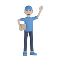 3d Isolated Courier in blue uniform png