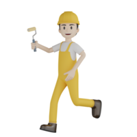 3d isolierte Bauarbeiter in gelber Uniform png