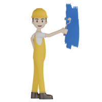 3d Isolated Construction Laborers in yellow uniform png