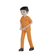 3d Isolated Prisoners in prison uniforms png