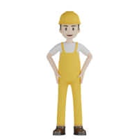 3d Isolated Construction Laborers in yellow uniform png