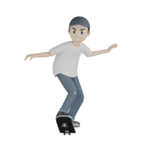 patineur isolé 3d en action png