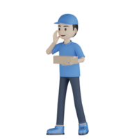 3d Isolated Courier in blue uniform png