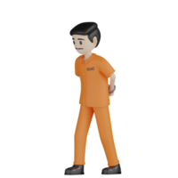 3d Isolated Prisoners in prison uniforms png