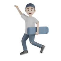 3D isolierter Skater in Aktion png