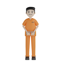 3d prisioneiros isolados em uniformes de prisão png
