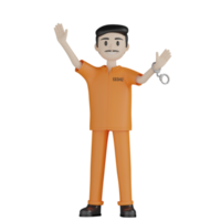 3d Isolated Prisoners in prison uniforms png