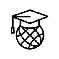 Cap graduate and globe icon vector. Isolated contour symbol illustration vector