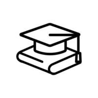 A graduate hat and a book icon vector. Isolated contour symbol illustration vector
