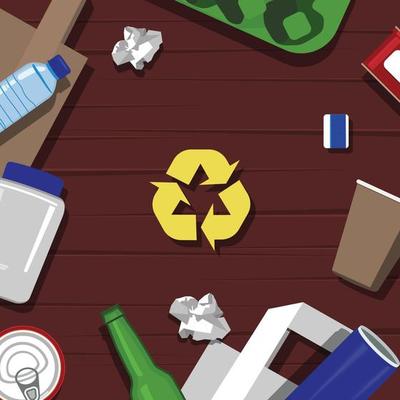 Paper Plastic Glass Can Box House Recycling Stuff Illustration