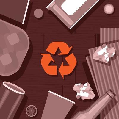 Paper Plastic Glass Can Box House Recycling Stuff Illustration