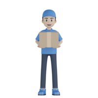 3d Isolated Courier in blue uniform png