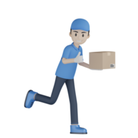 3d Isolated Courier in blue uniform png