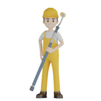 3d trabalhadores de construção isolados em uniforme amarelo png